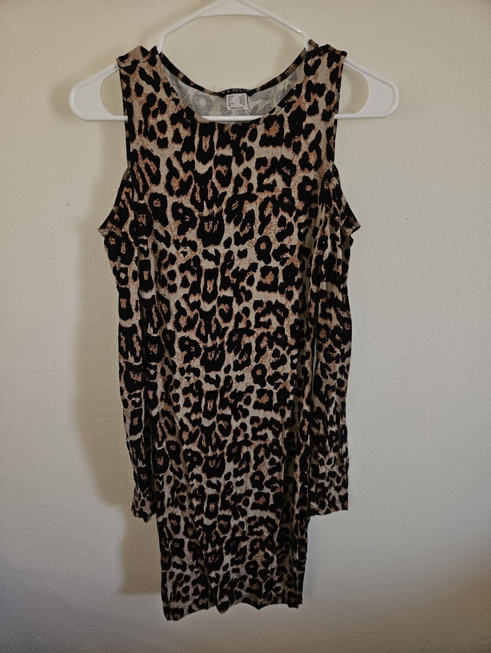 Venus Womans Cheetah Print Peek A Boo Shoulder Dress Size Xs